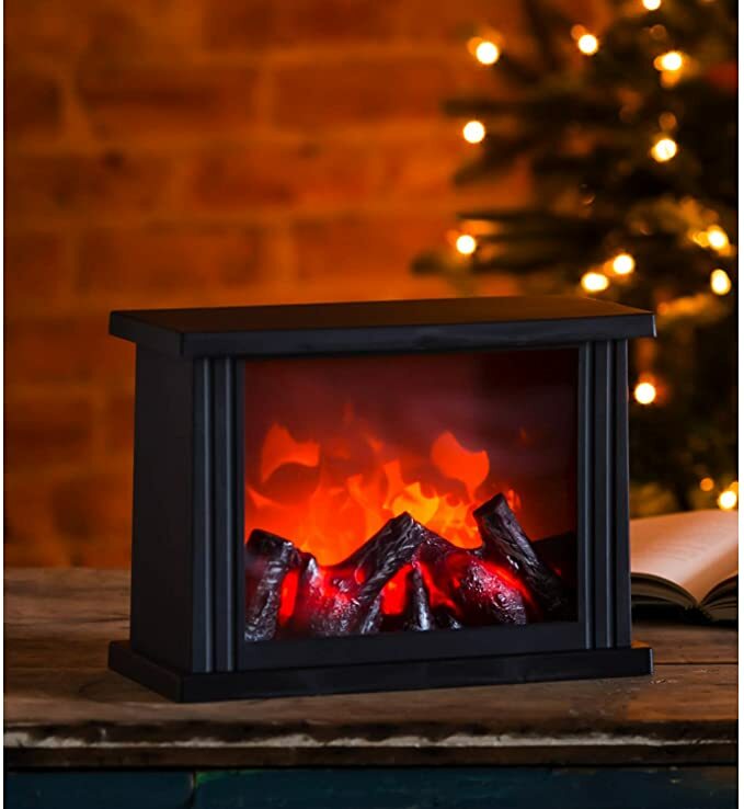Black Fireplace Lantern LED壁爐