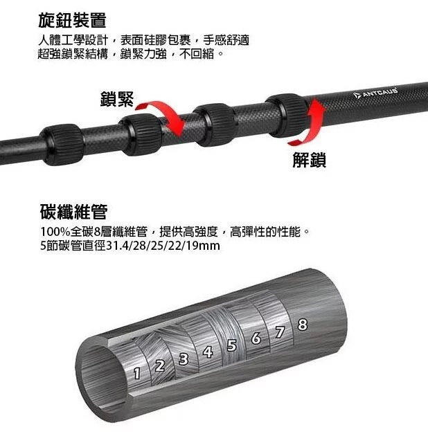 Antcaus碳纖維天幕桿 2.4米