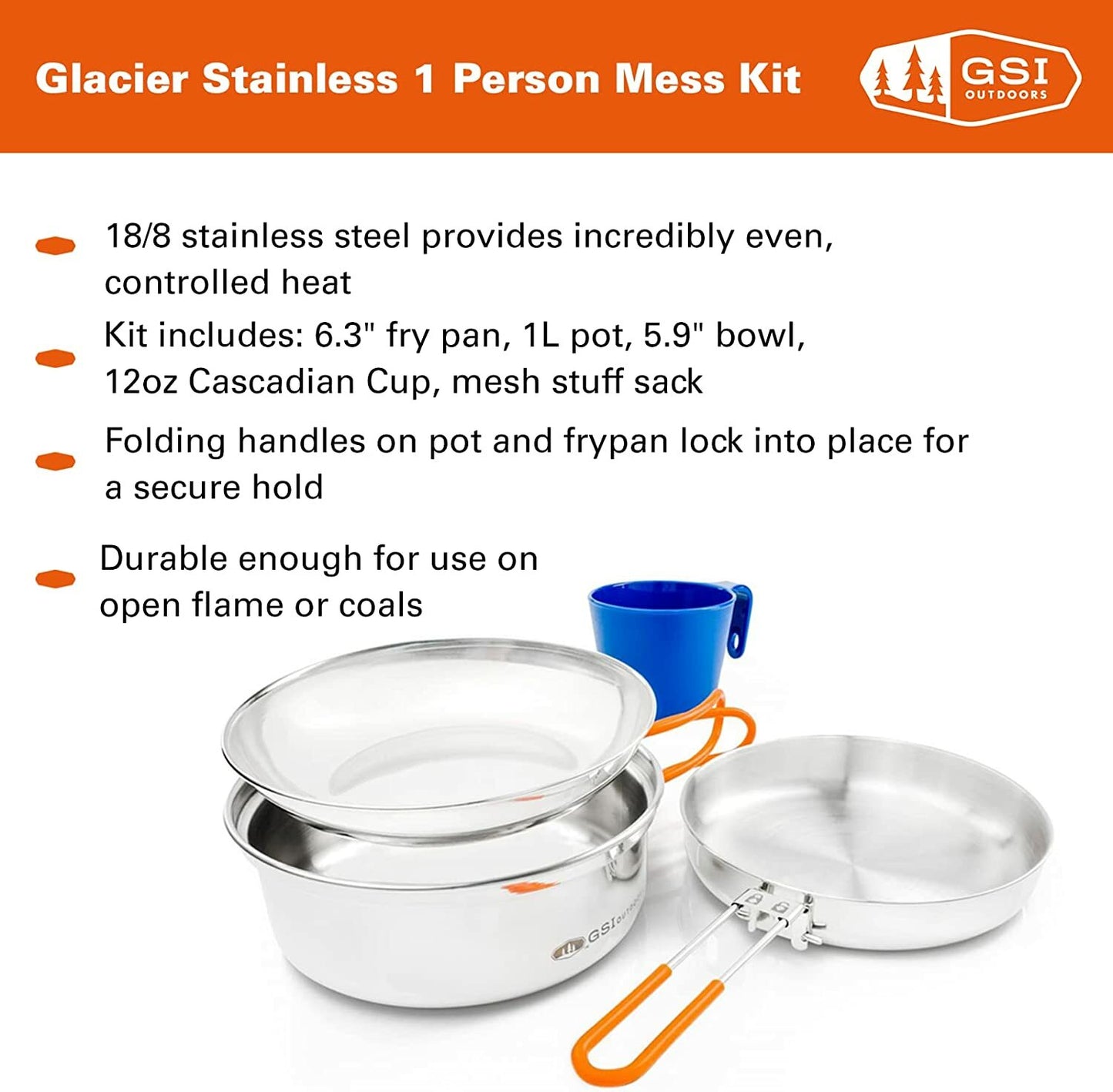 GSI Glacier Stainless 1 Person Mess Kit不銹鋼1人套裝